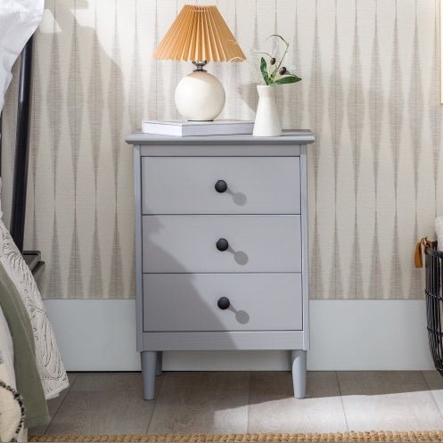 Classic White 3 - Drawer Nightstand – Solid Pine Wood Bedside Table - goosavvy.com