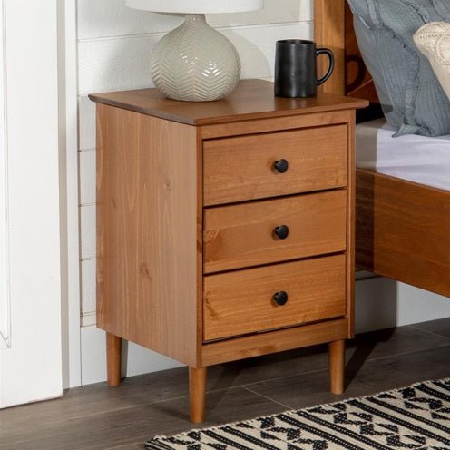 Classic White 3 - Drawer Nightstand – Solid Pine Wood Bedside Table - goosavvy.com