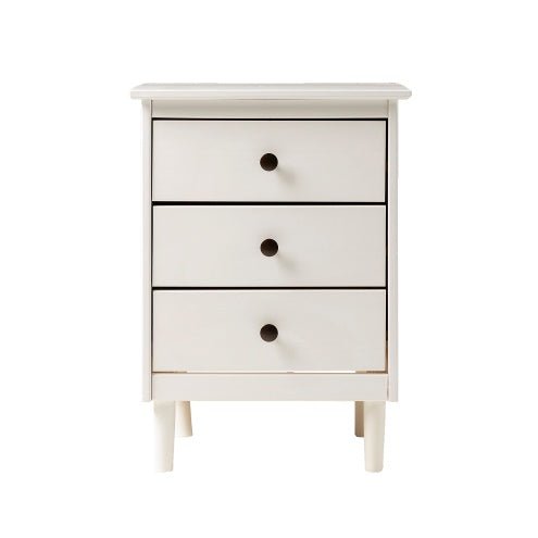 Classic White 3 - Drawer Nightstand – Solid Pine Wood Bedside Table - goosavvy.com