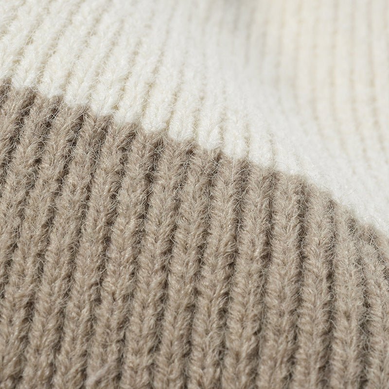 Color Block Knit Hat with Pom - pom - goosavvy.com