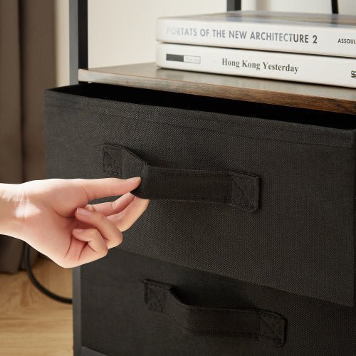 Compact End Table with Charging Station, USB Ports, Outlets, Drawers & Shelf - goosavvy.com