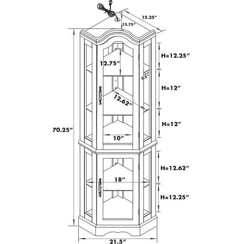 Corner Curio Cabinet with Lights, Adjustable Glass Shelves & Mirrored Back - goosavvy.com