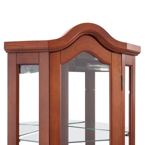 Corner Curio Cabinet with Lights, Adjustable Glass Shelves & Mirrored Back - goosavvy.com