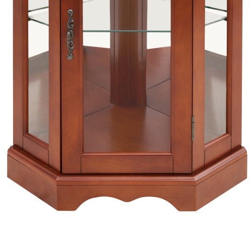 Corner Curio Cabinet with Lights, Adjustable Glass Shelves & Mirrored Back - goosavvy.com
