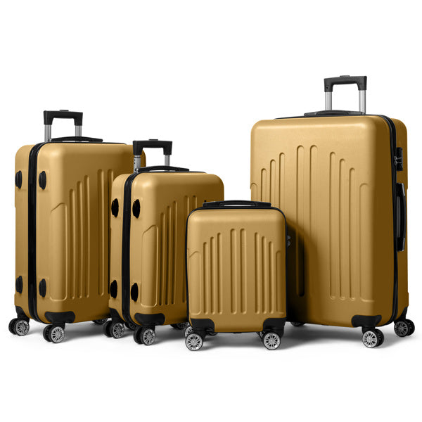 4-Piece Mustard Yellow Luggage Set - ABS Hard Shell, Double Wheels & TSA Lock - goosavvy.com