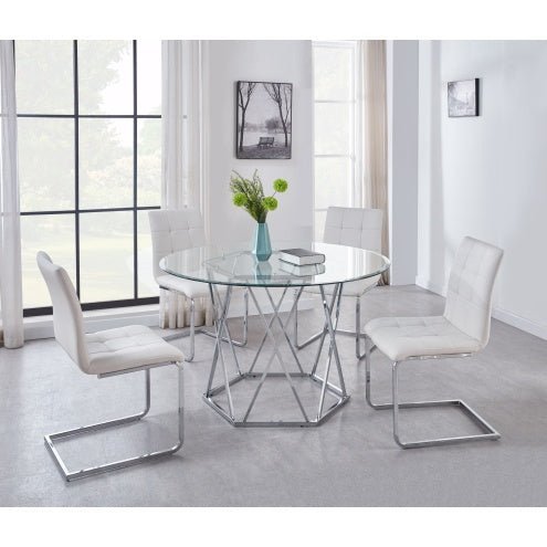 Escondido Set of 2 Side Chairs – Mid - Century Modern Design in White Faux Leather - goosavvy.com