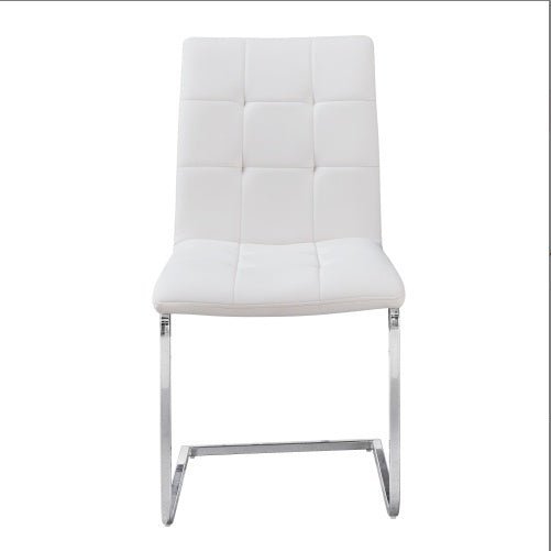 Escondido Set of 2 Side Chairs – Mid - Century Modern Design in White Faux Leather - goosavvy.com