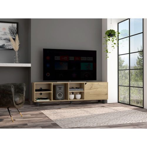Harwich 5 - Shelf Light Oak TV Stand for TVs Up to 70 Inches - goosavvy.com