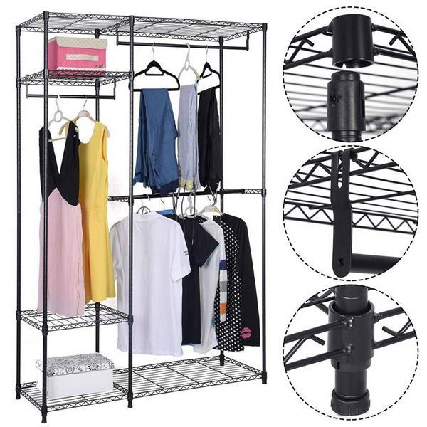Heavy - Duty Freestanding Closet Organizer – 4 - Tier Clothing Rack, Black - goosavvy.com