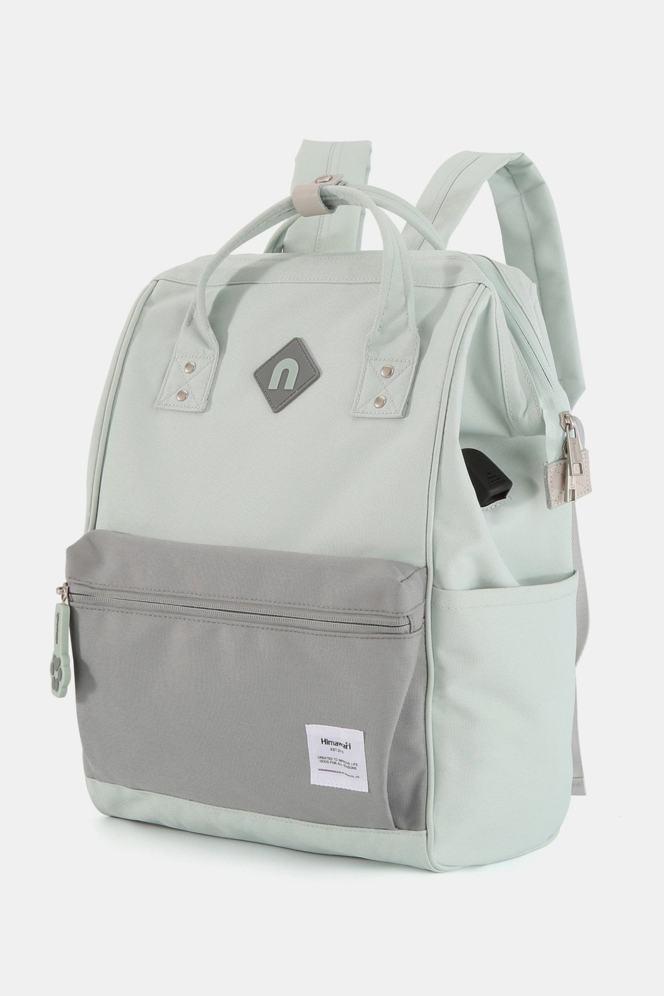 Himawari Contrast Waterproof Backpack Bag with External USB Port - goosavvy.com