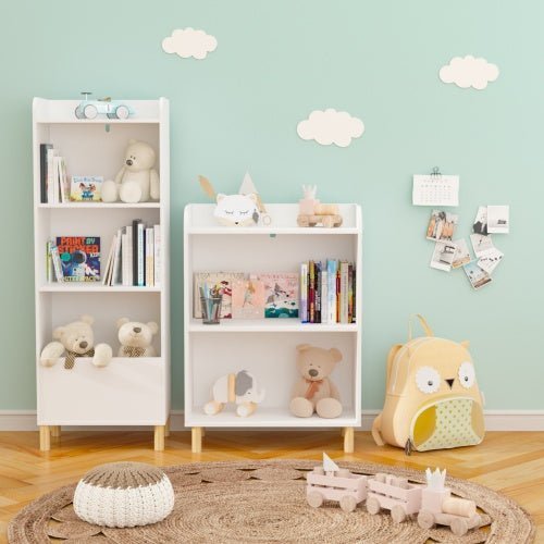 Kids 3 - Tier Bookshelf & Toy Storage, Wooden Bookcase with Safety Features - goosavvy.com