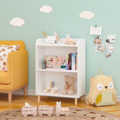 Kids 3 - Tier Bookshelf & Toy Storage, Wooden Bookcase with Safety Features - goosavvy.com