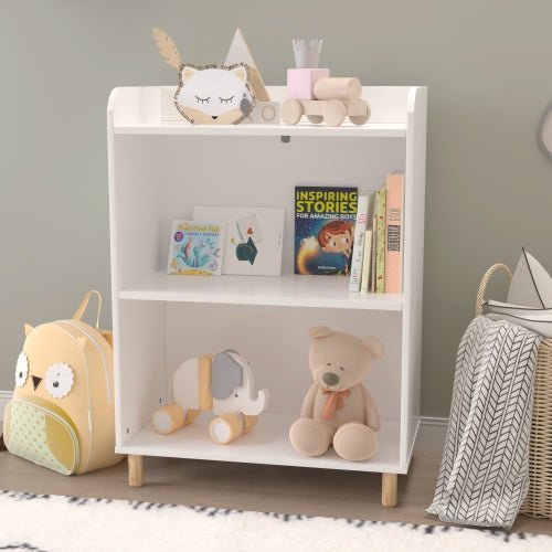 Kids 3 - Tier Bookshelf & Toy Storage, Wooden Bookcase with Safety Features - goosavvy.com