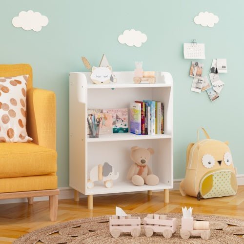 Kids 3 - Tier Bookshelf & Toy Storage, Wooden Bookcase with Safety Features - goosavvy.com