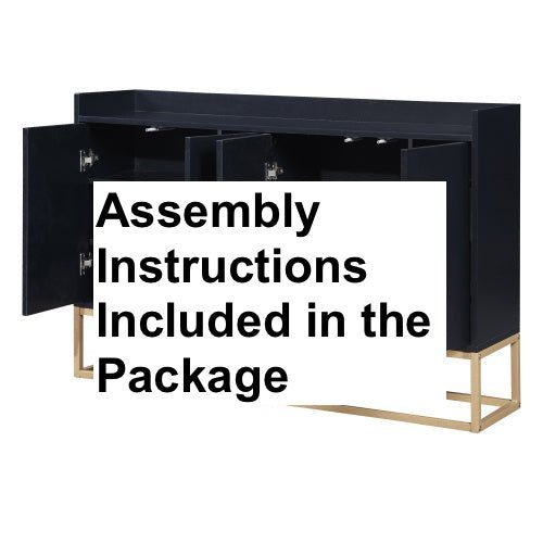 Modern Black Sideboard Buffet Cabinet with Ample Storage & Gold Legs - goosavvy.com