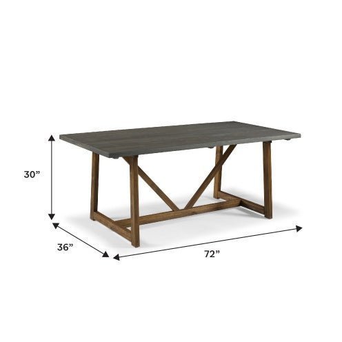 Modern Farmhouse Solid Wood V - Frame Trestle Dining Table - Grey Brown - goosavvy.com