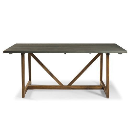 Modern Farmhouse Solid Wood V - Frame Trestle Dining Table - Grey Brown - goosavvy.com