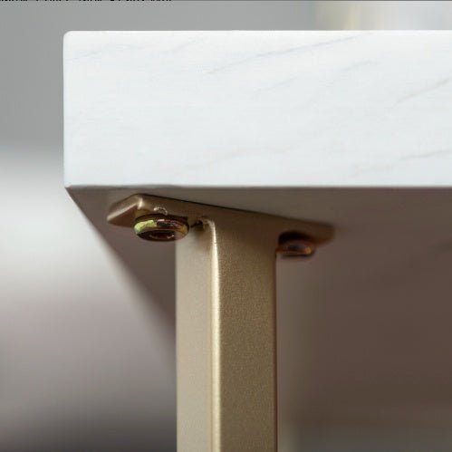 Modern Glam Faux Marble Coffee Table with Gold Metal Base - goosavvy.com