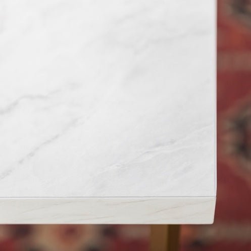 Modern Glam Faux Marble Coffee Table with Gold Metal Base - goosavvy.com