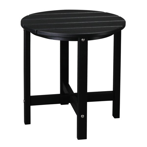 Outdoor Black Round Side Table – All - Weather HDPE Adirondack Patio End Table for Pool, Balcony, Deck, Porch, Lawn, and Backyard - goosavvy.com