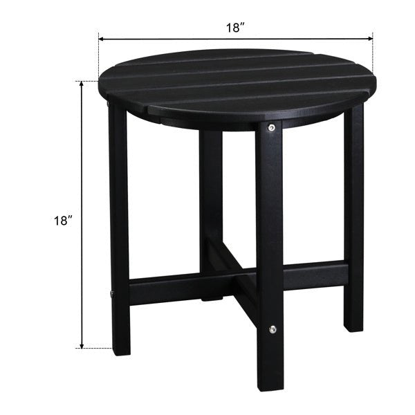 Outdoor Black Round Side Table – All - Weather HDPE Adirondack Patio End Table for Pool, Balcony, Deck, Porch, Lawn, and Backyard - goosavvy.com