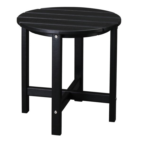 Outdoor Black Round Side Table – All - Weather HDPE Adirondack Patio End Table for Pool, Balcony, Deck, Porch, Lawn, and Backyard - goosavvy.com