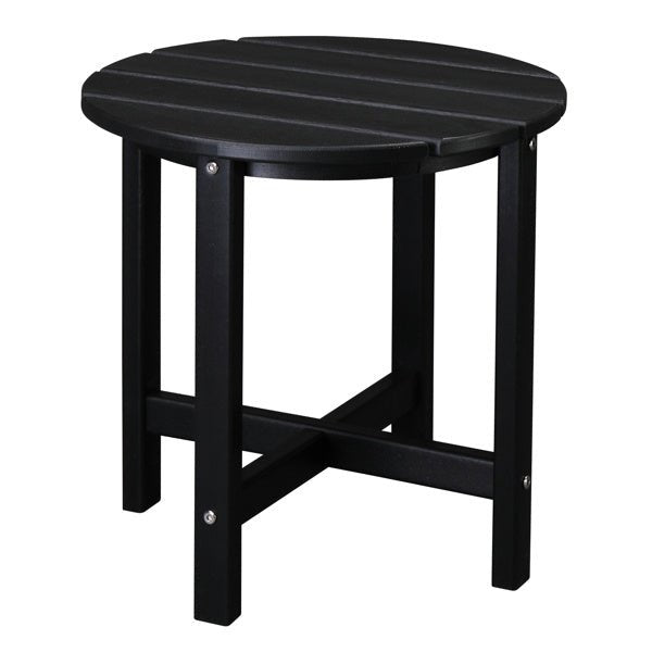 Outdoor Black Round Side Table – All - Weather HDPE Adirondack Patio End Table for Pool, Balcony, Deck, Porch, Lawn, and Backyard - goosavvy.com