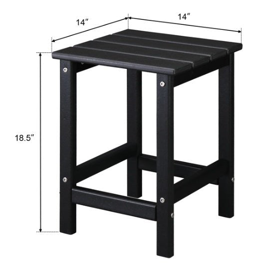 Outdoor Black Square Side Table – All - Weather Poly Lumber Patio Table for Deck, Pool, and Garden - goosavvy.com