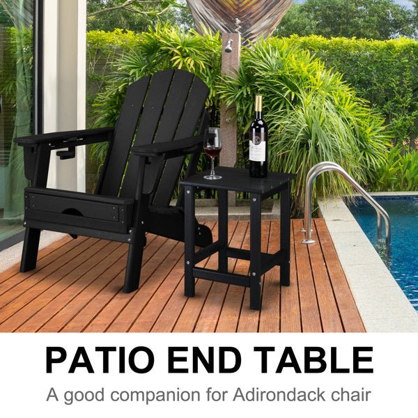 Outdoor Black Square Side Table – All - Weather Poly Lumber Patio Table for Deck, Pool, and Garden - goosavvy.com
