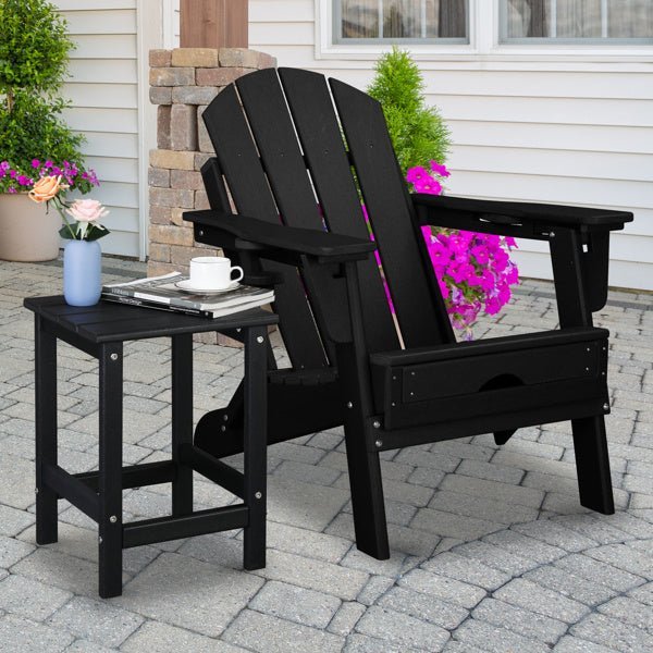Outdoor Black Square Side Table – All - Weather Poly Lumber Patio Table for Deck, Pool, and Garden - goosavvy.com