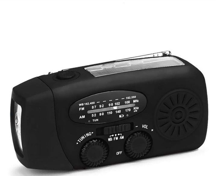 Portable Solar Hand Crank Emergency Radio with LED Flashlight, 2000mAh Power Bank, SOS Alarm, and Weather Updates – Ideal for Camping, Hiking, and Travel - goosavvy.com