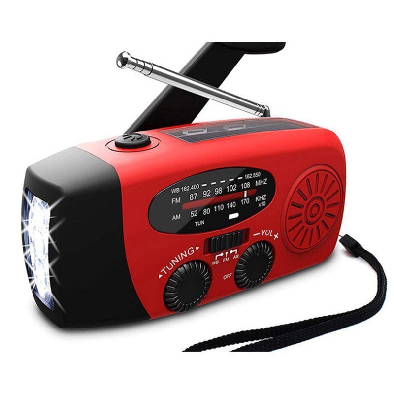 Portable Solar Hand Crank Emergency Radio with LED Flashlight, 2000mAh Power Bank, SOS Alarm, and Weather Updates – Ideal for Camping, Hiking, and Travel - goosavvy.com