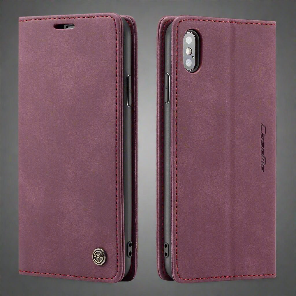 Premium Leather Magnetic Flip Wallet Case | Shockproof Folio Stand Protective Cover for iPhone - goosavvy.com