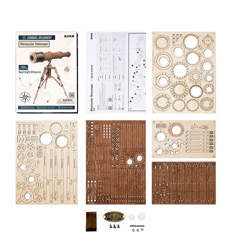 Robotime ROKR 3D Wooden Monocular Telescope Puzzle Kit – Perfect Gift - goosavvy.com