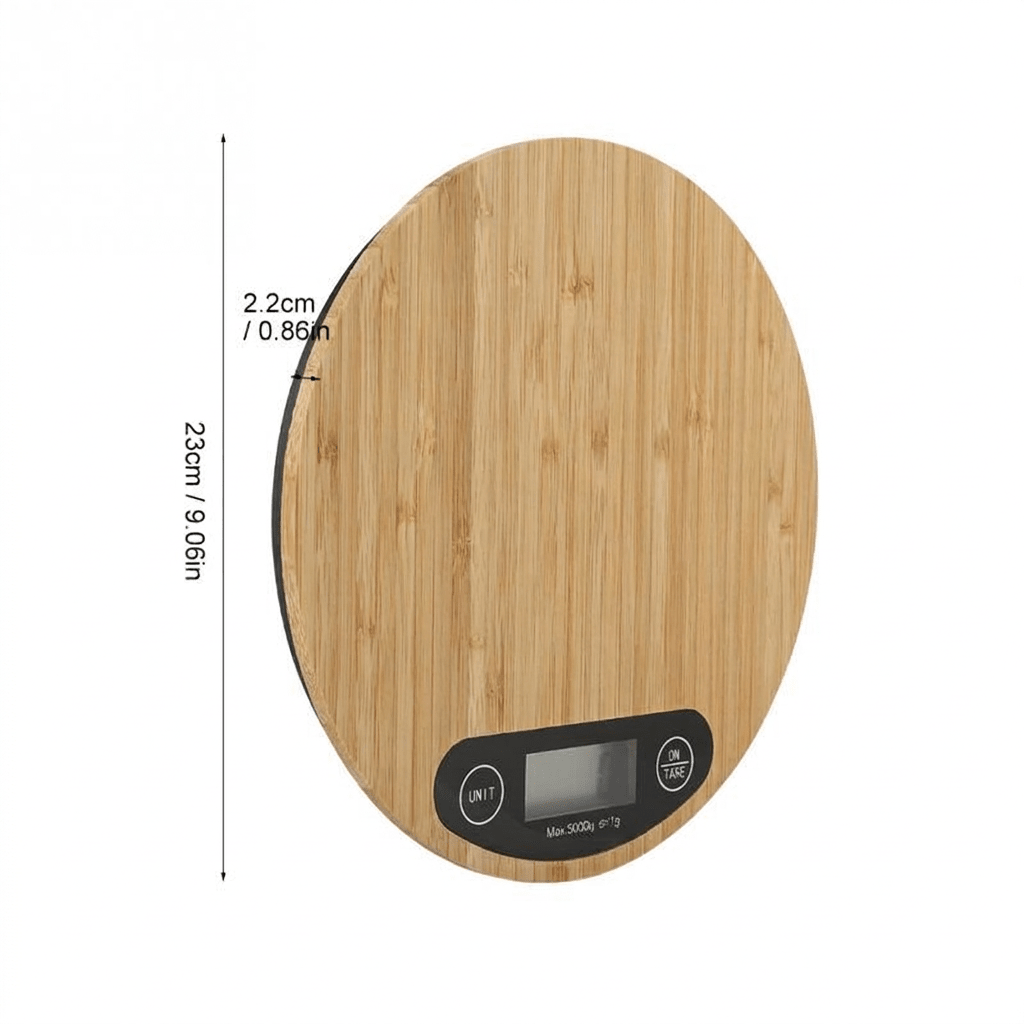 Round Bamboo Digital Kitchen Scale – 5 kg Capacity - goosavvy.com
