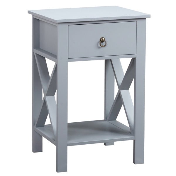 Set of 2 Gray Nightstands for Bedroom – Modern Bedside Tables with Drawer & Storage Shelf - goosavvy.com
