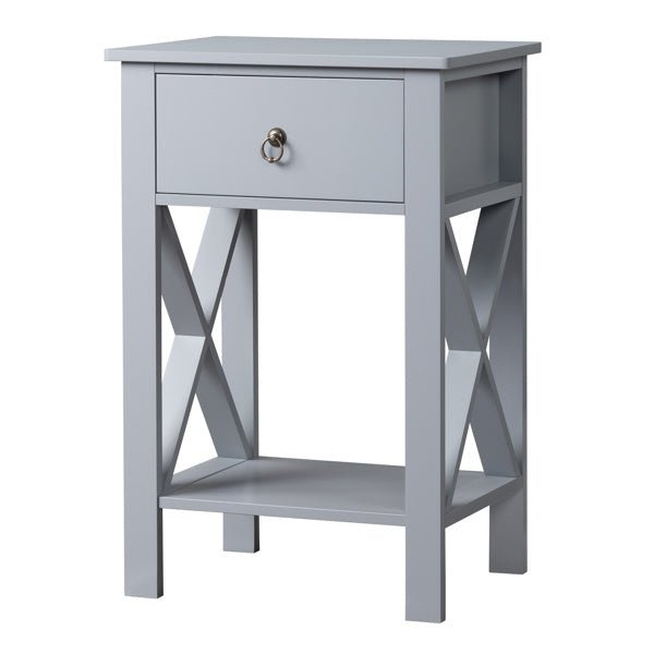 Set of 2 Gray Nightstands for Bedroom – Modern Bedside Tables with Drawer & Storage Shelf - goosavvy.com