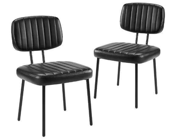 Set of 2 Modern PU Leather Dining Chairs, Comfortable Kitchen Chairs for Home, Black/Brown/White - goosavvy.com