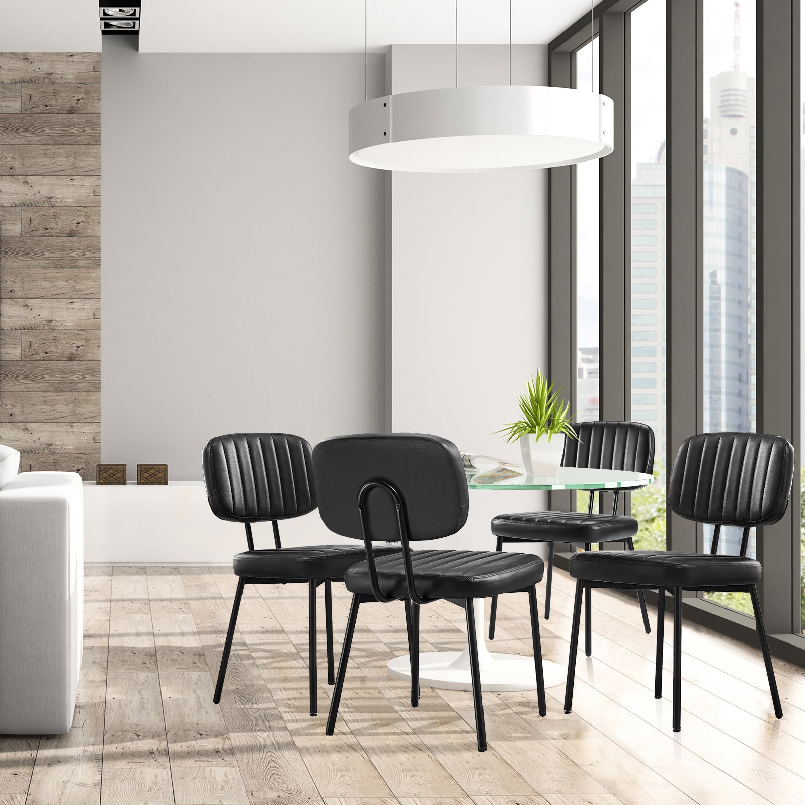 Set of 2 Modern PU Leather Dining Chairs, Comfortable Kitchen Chairs for Home, Black/Brown/White - goosavvy.com