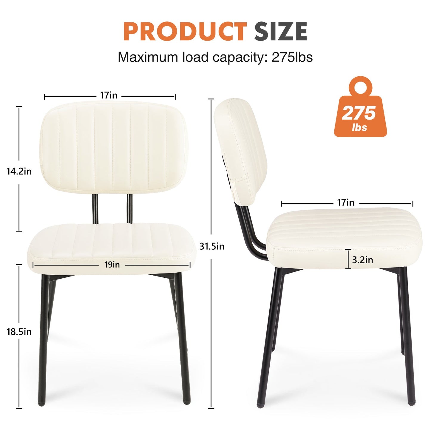 Set of 2 Modern PU Leather Dining Chairs, Comfortable Kitchen Chairs for Home, Black/Brown/White - goosavvy.com