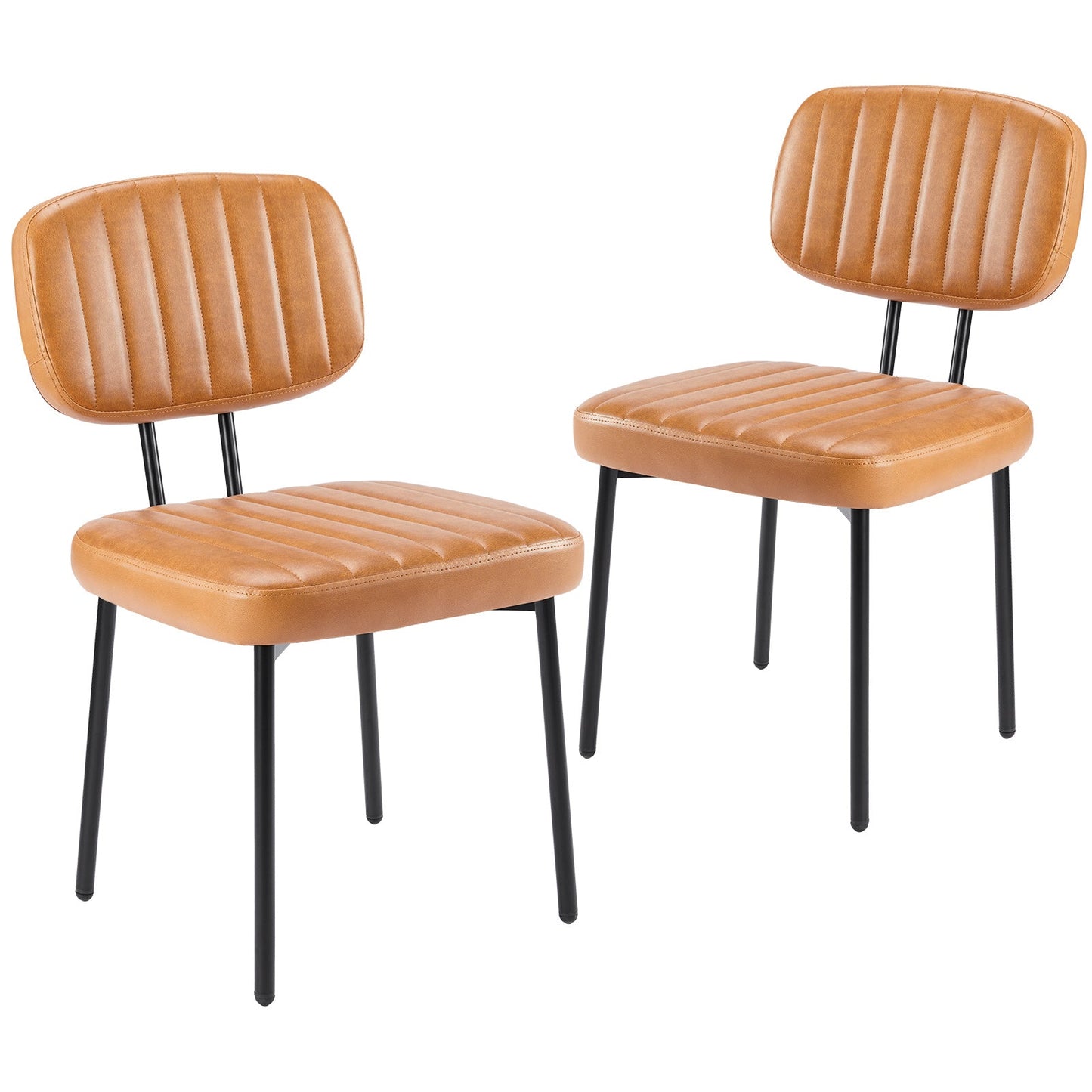 Set of 2 Modern PU Leather Dining Chairs, Comfortable Kitchen Chairs for Home, Black/Brown/White - goosavvy.com