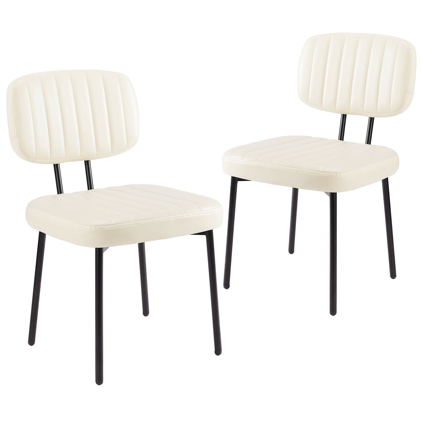 Set of 2 Modern PU Leather Dining Chairs, Comfortable Kitchen Chairs for Home, Black/Brown/White - goosavvy.com