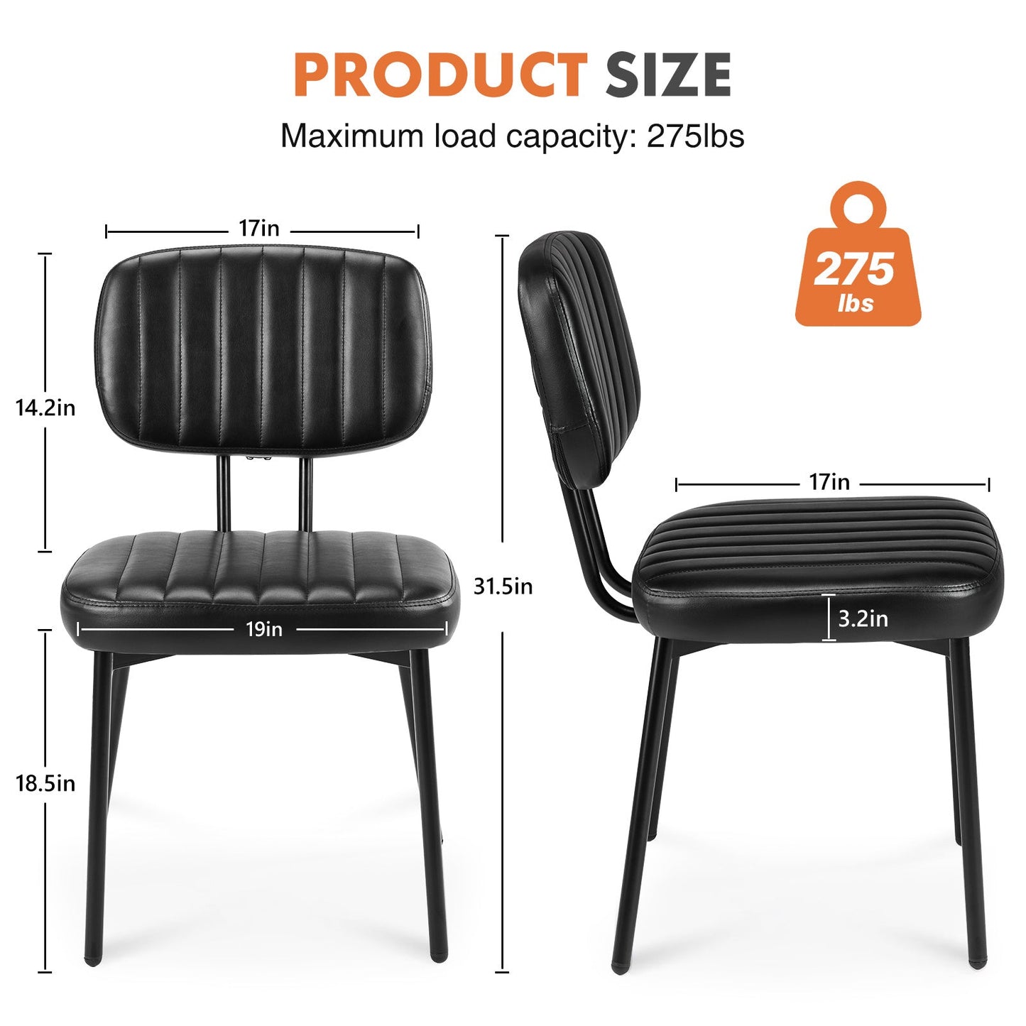 Set of 2 Modern PU Leather Dining Chairs, Comfortable Kitchen Chairs for Home, Black/Brown/White - goosavvy.com