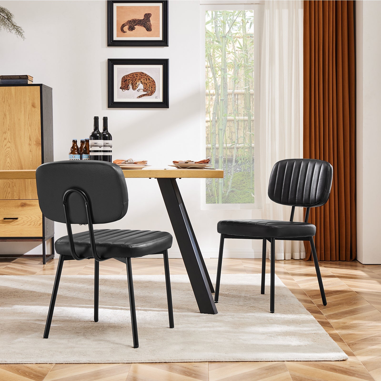 Set of 2 Modern PU Leather Dining Chairs, Comfortable Kitchen Chairs for Home, Black/Brown/White - goosavvy.com