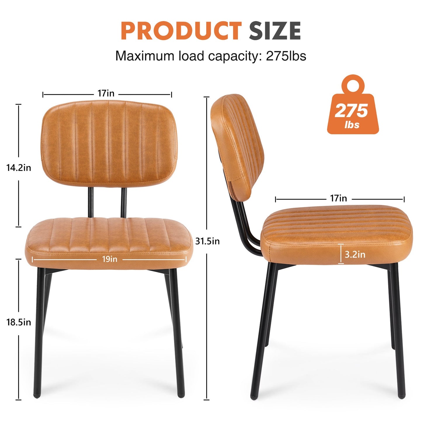 Set of 2 Modern PU Leather Dining Chairs, Comfortable Kitchen Chairs for Home, Black/Brown/White - goosavvy.com