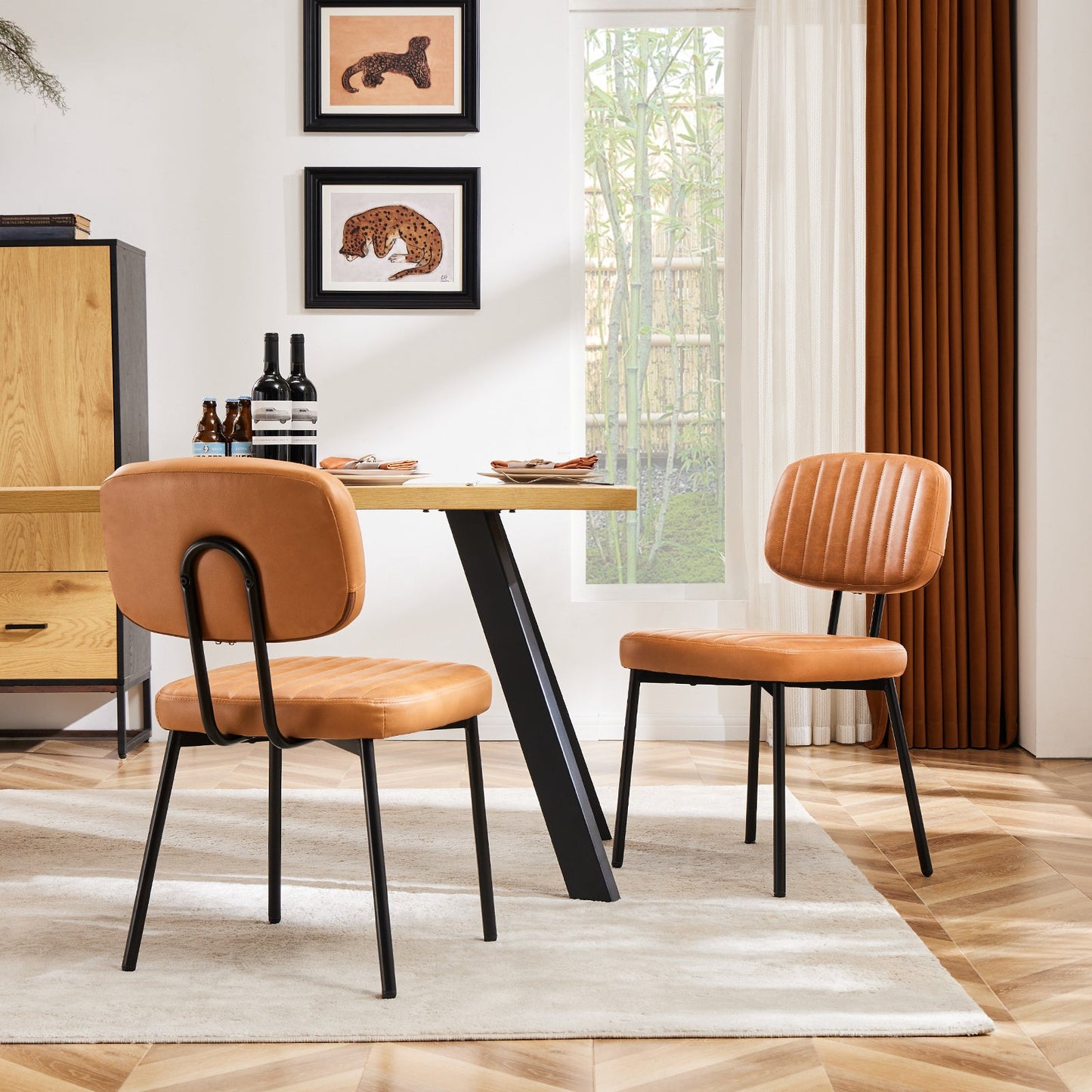 Set of 2 Modern PU Leather Dining Chairs, Comfortable Kitchen Chairs for Home, Black/Brown/White - goosavvy.com
