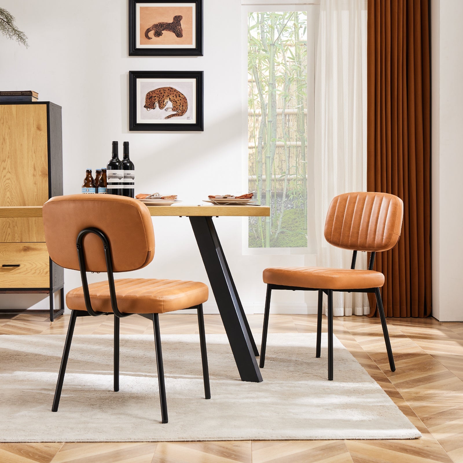 Set of 2 Modern PU Leather Dining Chairs, Comfortable Kitchen Chairs for Home, Black/Brown/White - goosavvy.com