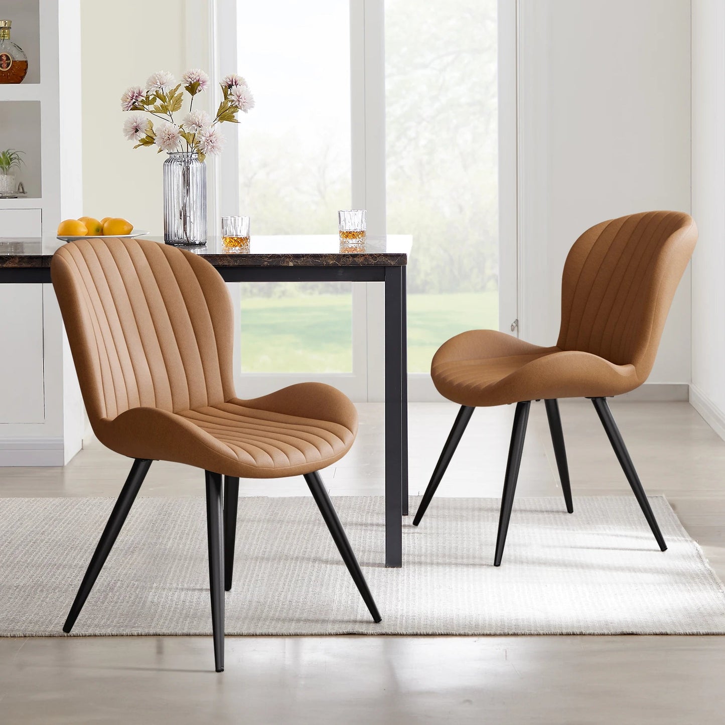 Set of 2 Modern Upholstered Dining Chairs with Cushions – Ergonomic & Durable Seating for Dining Room or Kitchen - goosavvy.com