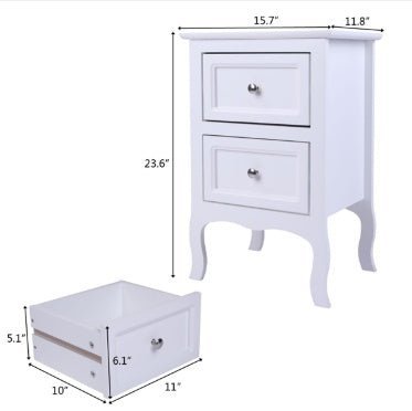 Set of 2 Nightstands with 2 Drawers – Country Style End Tables for Bedroom - goosavvy.com