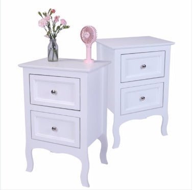 Set of 2 Nightstands with 2 Drawers – Country Style End Tables for Bedroom - goosavvy.com